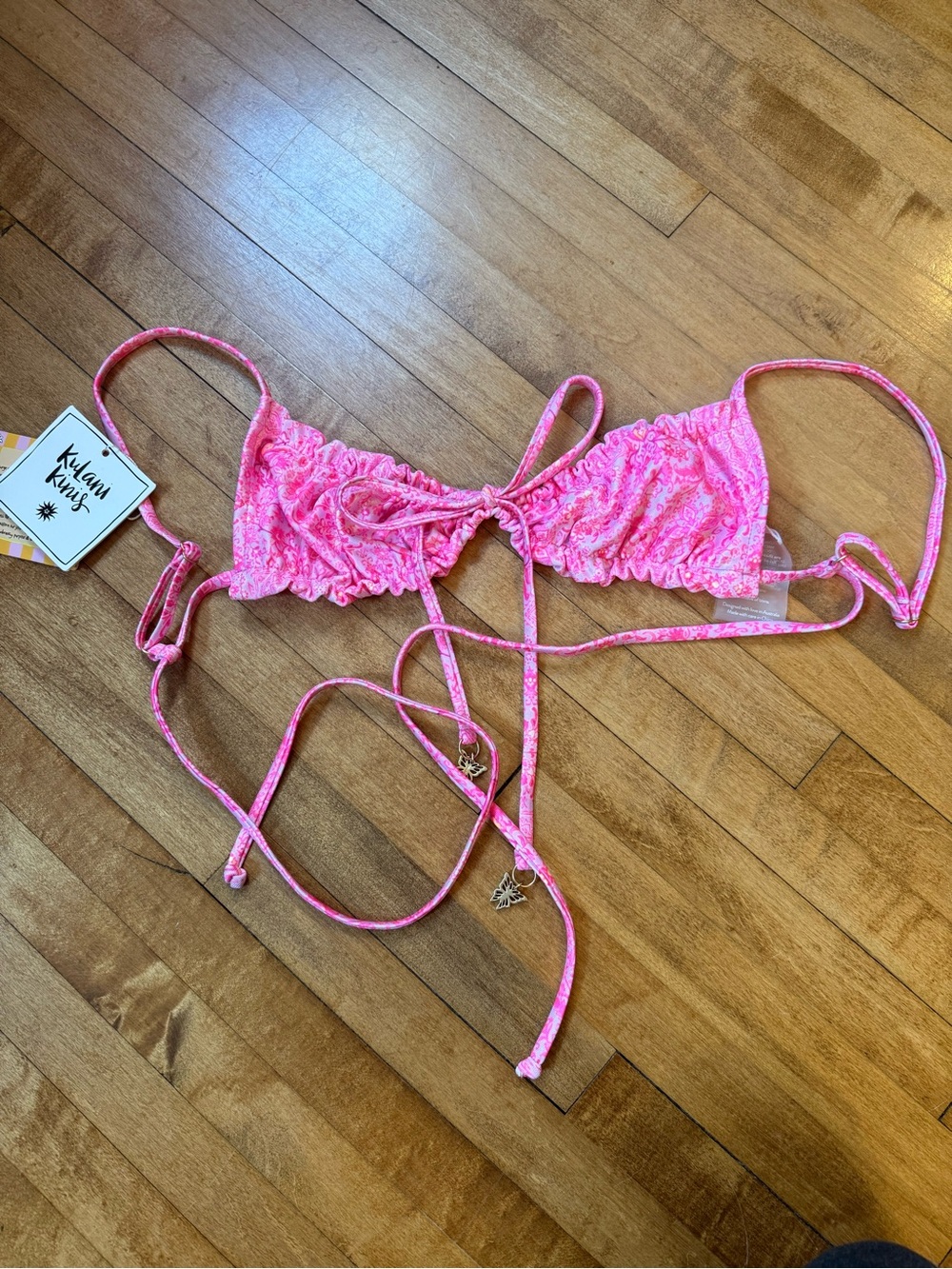 Kulani Kinis Pink Tie-Front Bikini Top